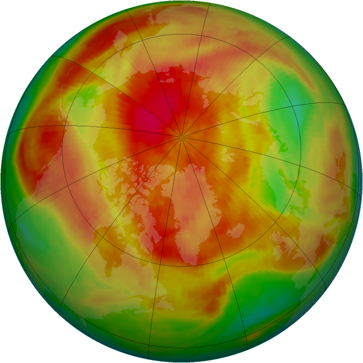 Arctic ozone map for 05 April 1991